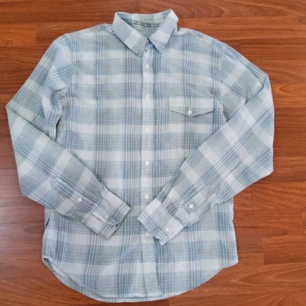 S.K.U. Save Khaki United Long Sleeve Plaid Masdras Button Down Dress Shirt XS